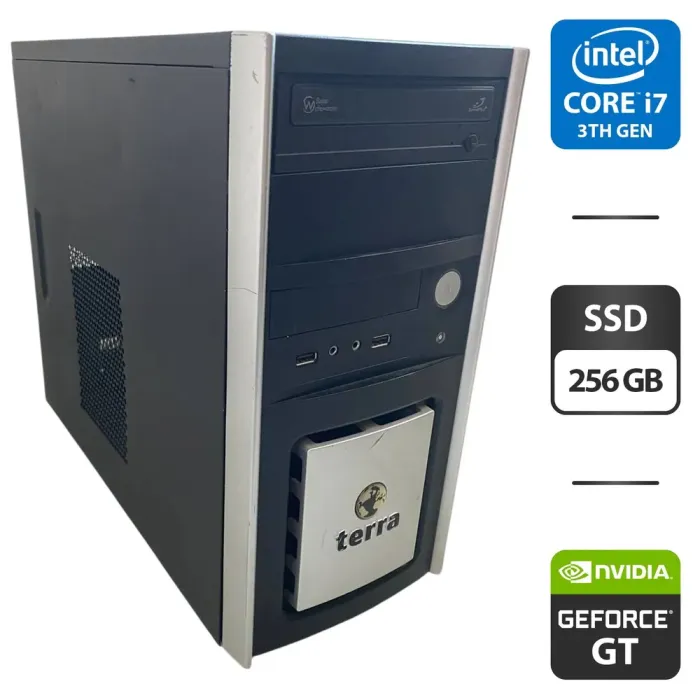 Комп'ютер Terra Tower / Intel Core i7-3770 (4 (8) ядра по 3,4 - 3,9 ГГц) / 16 ГБ DDR3 / 256 ГБ SSD / nVidia GeForce GT 640, 2 ГБ GDDR3, 128-біт / DVD-ROM б/в - зображення 1