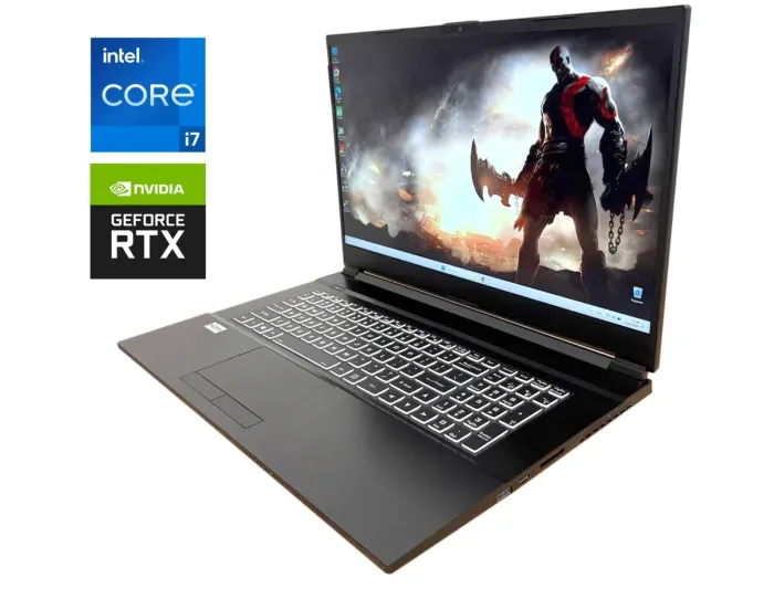 Ігровий ноутбук Sager NH77HK / 17.3" (1920x1080) IPS / Intel Core i7-11800H (8 (16) ядер по 2.3 - 4.6 GHz) / 16 GB DDR4 / 500 GB SSD / nVidia GeForce RTX 3050 Ti, 4 GB GDDR6, 128-bit / WebCam б/в - зображення 1