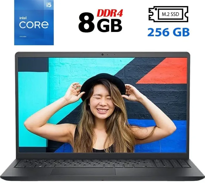 Ноутбук Б-клас Dell Inspiron 15 3511 / 15.6" (1920x1080) IPS Touch / Intel Core i5-1135G7 (4 (8) ядра по 2.4 - 4.2 GHz) / 8 GB DDR4 / 256 GB SSD M.2 / Intel Iris Xe Graphics / WebCam / Windows 10 б/в - зображення 1