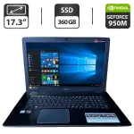Ноутбук Б-клас Acer Aspire E5-774 / 17.3" (1600x900) TN / Intel Core i5-7200U (2 (4) ядра по 2.5 - 3.1 GHz) / 16 GB DDR4 / 360 GB SSD / nVidia GeForce 950M, 4 GB GDDR3, 128-bit / WebCam / DVD-ROM б/в