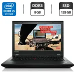 Ноутбук Б-клас Lenovo ThinkPad L440 / 14" (1366x768) TN / Intel Core i5-4300M (2 (4) ядра по 2.6 - 3.3 GHz) / 8 GB DDR3 / 128 GB SSD / Intel HD Graphics 4600 / WebCam б/в