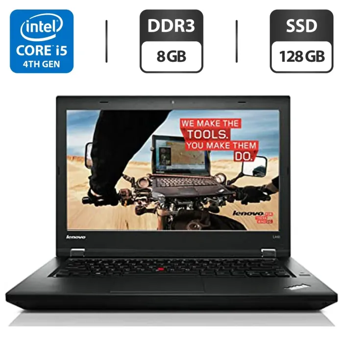 Ноутбук Б-клас Lenovo ThinkPad L440 / 14" (1366x768) TN / Intel Core i5-4300M (2 (4) ядра по 2.6 - 3.3 GHz) / 8 GB DDR3 / 128 GB SSD / Intel HD Graphics 4600 / WebCam б/в - зображення 1