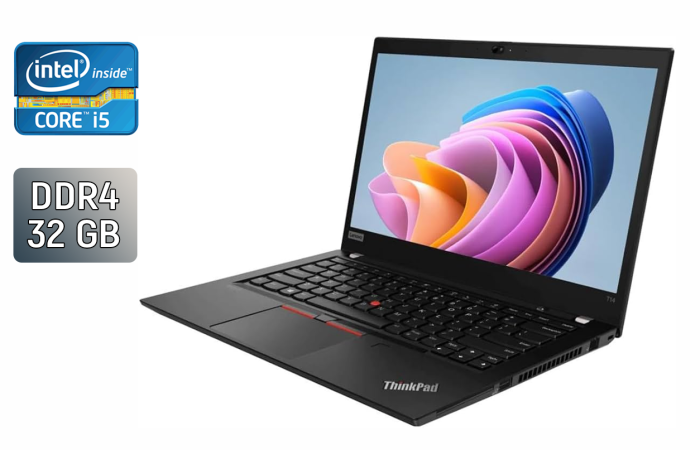Ультрабук Lenovo ThinkPad T14 Gen 1 / 14" (1920x1080) IPS / Intel Core i5-10310U (4 (8) ядра по 1.7 - 4.4 GHz) / 32 GB DDR4 / 480 GB SSD / Intel UHD Graphics / WebCam / TouchID / Windows 10 б/в - зображення 1
