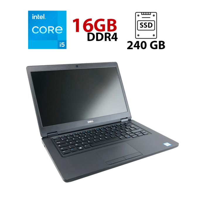 Ноутбук Dell Latitude 5490 / 14" (1920x1080) IPS / Intel Core i5-7200U (2 (4) ядра по 2.5 - 3.1 GHz) / 16 GB DDR4 / 240 GB SSD / Intel HD Graphics 620 / WebCam б/в - зображення 1