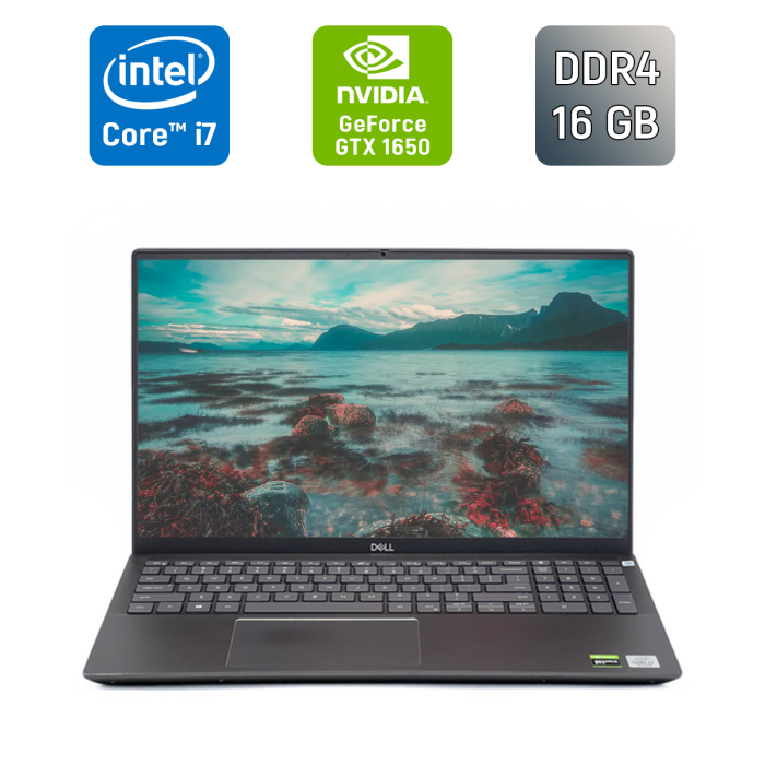 Ігровий ноутбук Dell Vostro 7500 / 15,6" (1920x1080) IPS / Intel Core i7-10750H (6 (12) ядер по 2,6 - 5,0 ГГц) / 16 ГБ DDR4 / 512 ГБ SSD / nVidia GeForce GTX 1650, 4 ГБ GDDR6, 128-біт / TouchID / WebCam / Windows 10 б/в - изображение 1