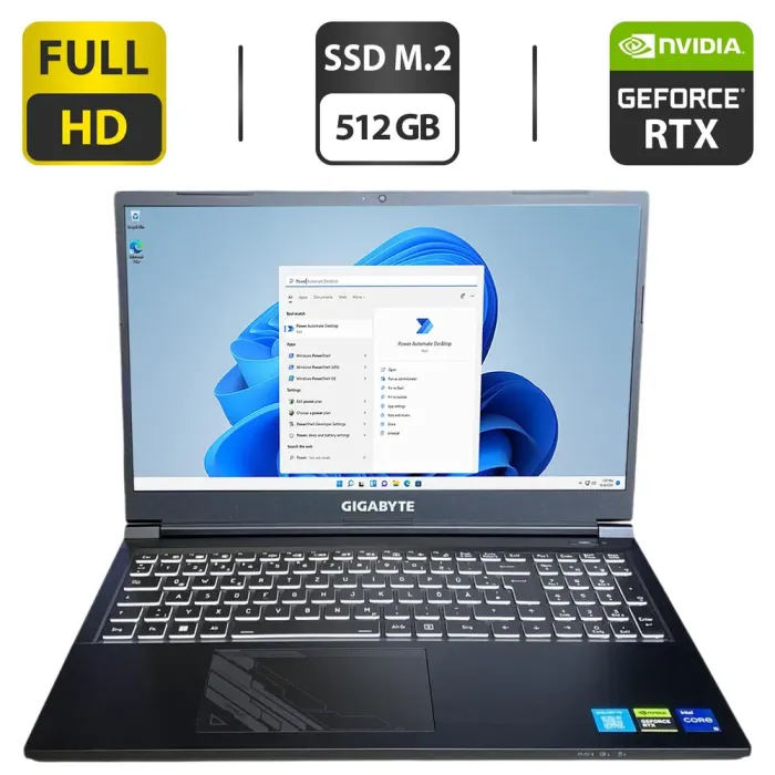 Ігровий ноутбук Gigabyte G5 GE / 15.6" (1920x1080) IPS / Intel Core i5-12500H (12 (16) ядер по 3.3 - 4.5 GHz) / 16 GB DDR4 / 512 GB SSD M.2 / nVidia GeForce RTX 3050, 4 GB GDDR6, 128-bit / WebCam б/в - зображення 1