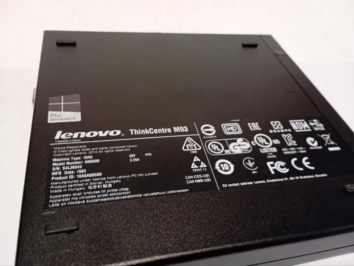 Неттоп Б-клас Lenovo ThinkCentre M93p Tiny USFF / Intel Core i5-4570S (4 ядра по 2.9 - 3.6 GHz) / 16 GB DDR3 / 256 GB SSD / Intel HD Graphics 4600 б/в - зображення 7