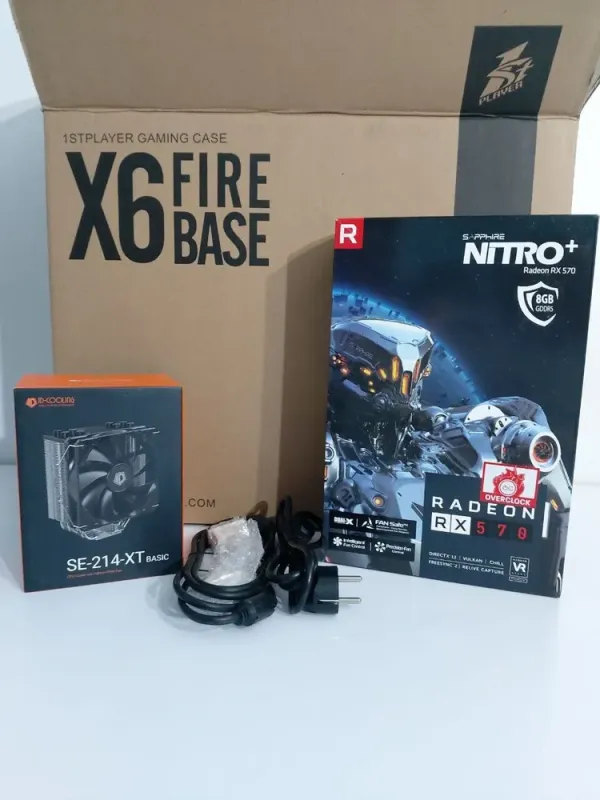 Ігровий ПК 1stPlayer FireBase X6 Tower / Intel Core i5-8500 (6 ядер по 3.0 - 4.1 GHz) / 16 GB DDR4 / 240 GB SSD M.2 + 512 GB SSD / AMD Radeon RX 570, 8 GB GDDR5, 256-bit / 500W б/в - зображення 8