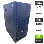 Комп'ютер Fujitsu Esprimo P758 E85 Tower / Intel Core i5-8400 (6 ядер по 2,8 - 4,0 ГГц) / 16 ГБ DDR4 / 480 ГБ SSD / nVidia Quadro M2000, 4 ГБ GDDR5, 128-біт б/в