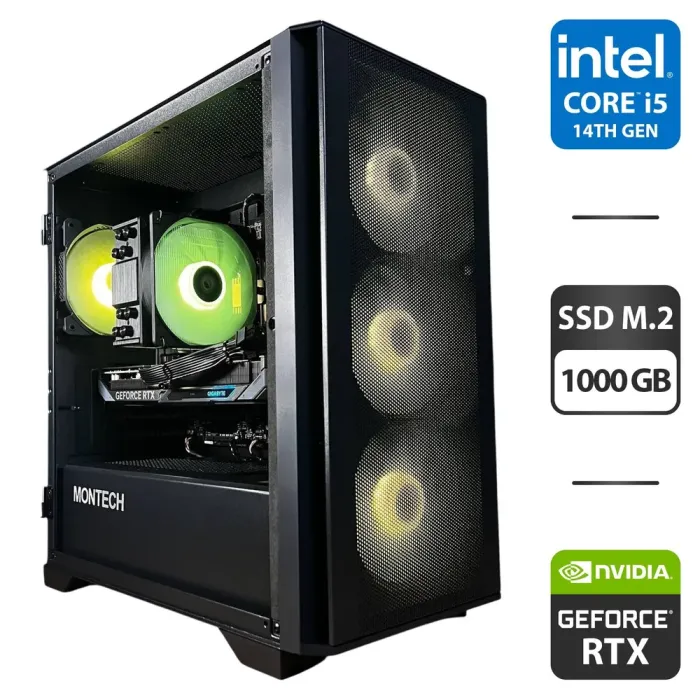 Збірка на замовлення: ігровий ПК Montech Air 100 ARGB Black Tower / Intel Core i5-14400F (10 (16) ядер по 1,8 - 4,7 ГГц) / 32 ГБ DDR5 / 1000 ГБ SSD M.2 / nVidia GeForce RTX 5060 Ti, 16 ГБ GDDR7, 128-біт / 650 Вт - зображення 1