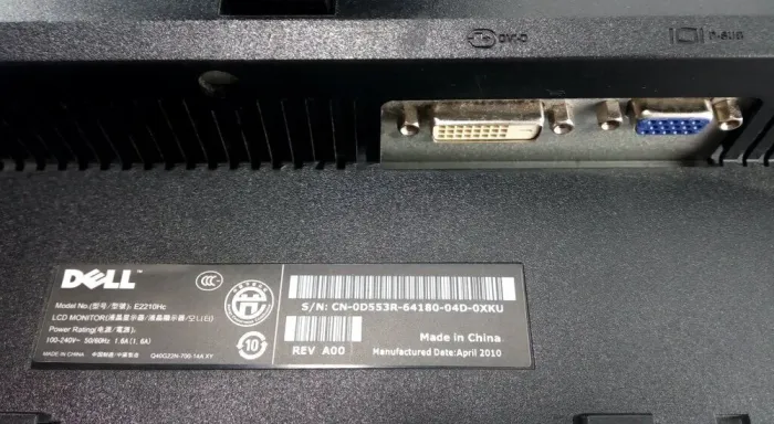 Монітор Dell Professional P2210f/22'' (1680x1050) TN/VGA, DVI, DisplayPort, USB-Hub/VESA 100x100 + Кабель живлення б/в - зображення 4