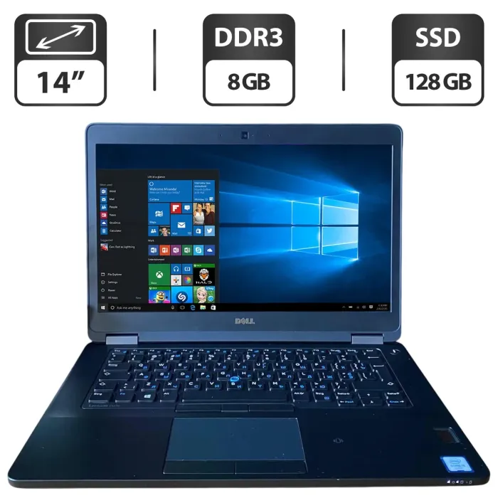 Ноутбук Dell Latitude E5470 / 14" (1366x768) TN / Intel Core i5-6300U (2 (4) ядра по 2.4 - 3.0 GHz) / 8 GB DDR3 / 128 GB SSD / Intel HD Graphics 520 / WebCam б/в - зображення 1