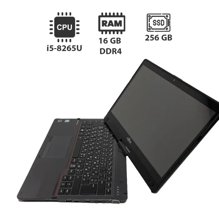 Ноутбук-трансформер Fujitsu Lifebook T939 / 13.3" (1366x768) TN Touch / Intel Core i5-8265U (4 (8) ядра по 1.6 - 3.9 GHz) / 16 GB DDR4 / 256 GB SSD / Intel UHD Graphics 620 / WebCam б/в - зображення 1