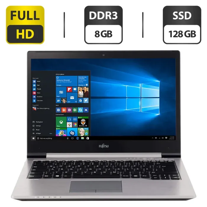Ноутбук Б-клас Fujitsu LifeBook U745 / 14" (1920x1080) IPS / Intel Core i5-5300U (2 (4) ядра по 2.3 - 2.9 GHz) / 8 GB DDR3 / 128 GB SSD / Intel HD Graphics 520 / WebCam б/в - зображення 1