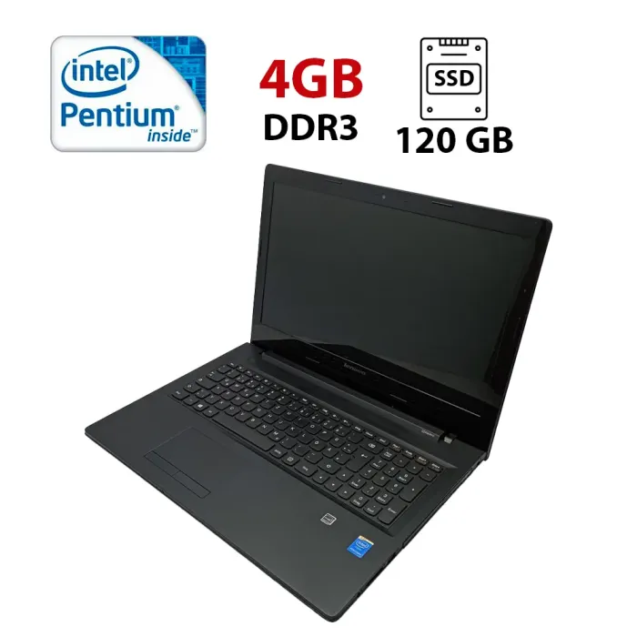 Ноутбук Lenovo G50-30 / 15.6" (1366x768) TN / Intel Pentium N3530 (4 ядра по 2.16 - 2.58 GHz) / 4 GB DDR3 / 120 GB SSD / Intel HD Graphics 3000 / WebCam б/в - зображення 1