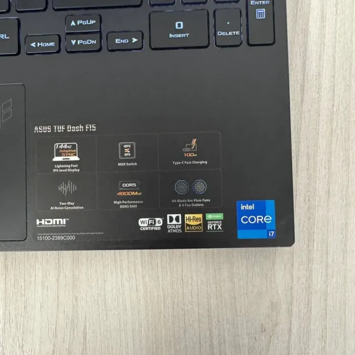 Ігровий ноутбук Asus TUF Dash F15 FX517ZM / 15.6" (1920x1080) IPS / Intel Core i7-12650H (10 (16) ядер по 3,5 - 4,7 ГГц) / 16 ГБ DDR5 / 512 ГБ SSD NVMe / nVidia GeForce RTX 3070, 8 ГБ GDDR6, 256-bit / WebCam б/в - зображення 8