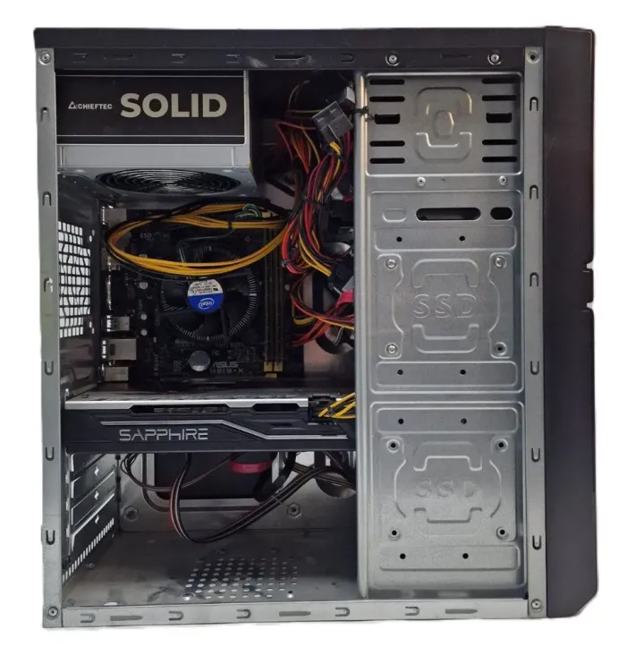 Комп'ютер Crown SM601 Black Tower / Intel Core i7-4790S (4 (8) ядра по 3.2 - 4.0 GHz) / 16 GB DDR3 / 480 GB SSD + 500 GB HDD / AMD Radeon RX 570, 4 GB GDDR5, 256-bit / 500W б/в - зображення 3