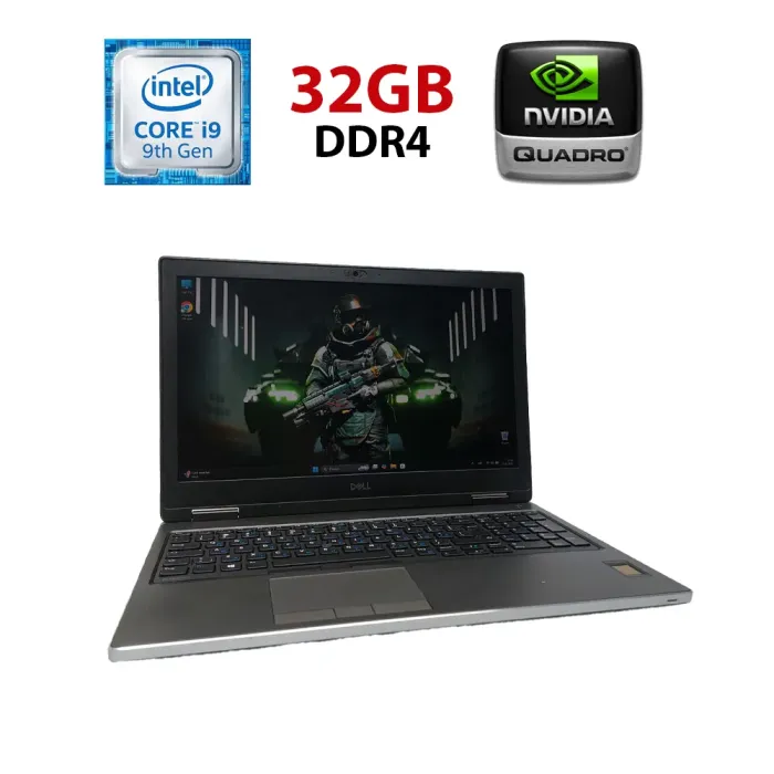 Мобільна робоча станція Dell Precision 7540 / 15.6" (1920x1080) IPS / Intel Core i9-9980HK (8 (16) ядер по 2.4 - 5.0 GHz) / 32 GB DDR4 / 512 GB SSD / nVidia Quadro T1000, 4 GB GDDR6, 128-bit / WebCam  б/в - зображення 1