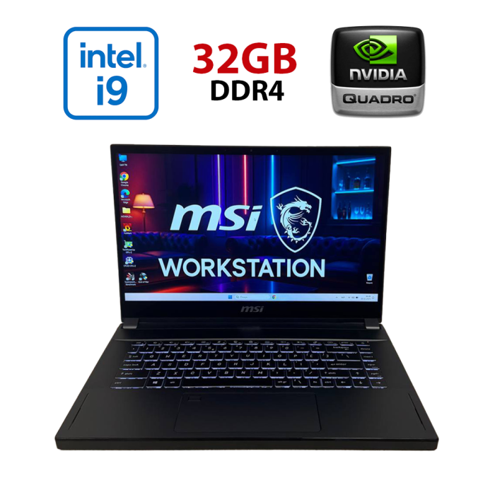 Мобільна робоча станція Б-клас MSI WS66 10TMT / 15.6" (1920x1080) IPS Touch / Intel Core i9-10980HK (8 (16) ядер по 2,4 - 5,3 ГГц) / 32 ГБ DDR4 / 1000 ГБ SSD NVMe / nVidia Quadro RTX 5000 Max-Q, 16 ГБ GDDR6, 256-біт / WebCam б/в - зображення 1