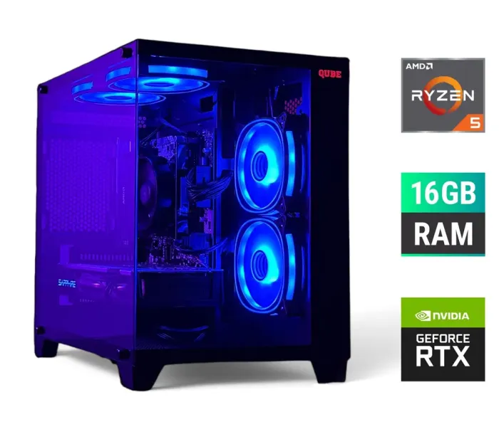 Ігровий ПК Gaming PC Tower / AMD Ryzen 5 3600 (6 (12) ядер по 3.6 - 4.2 GHz) / 16 GB DDR4 / 500 GB SSD / nVidia GeForce RTX 2060 Super, 8 GB GDDR6, 256-bit б/в - зображення 1