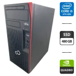 Комп'ютер Fujitsu Esprimo P757 E90 Tower / Intel Core i5-6500 (4 ядра по 3,2 - 3,6 ГГц) / 16 ГБ DDR4 / 480 ГБ SSD / nVidia Quadro K1200, 4 ГБ GDDR5, 128-біт / DVD-ROM б/в