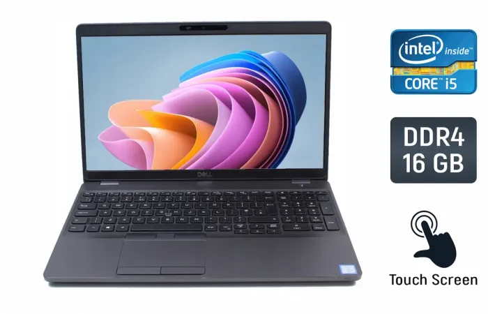 Ультрабук Б-клас Dell Latitude 5500 / 15.6" (1920x1080) IPS Touch / Intel Core i5-8365U (4 (8) ядра по 1.6 - 4.1 GHz) / 16 GB DDR4 / 512 GB SSD / Intel UHD Graphics / WebCam / Windows 10 б/в - зображення 1