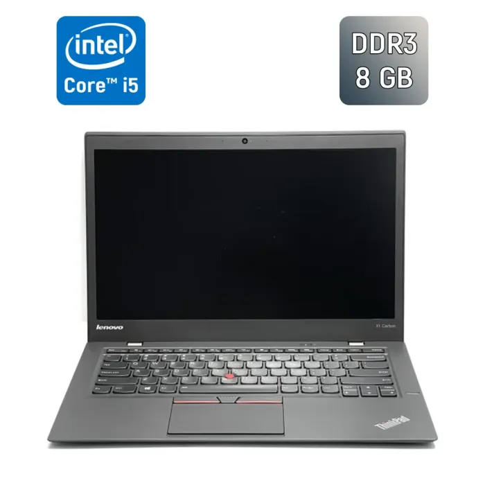 Ноутбук Lenovo ThinkPad x1 Carbon 3rd / 14" (1920x1080) IPS / Intel Core i5-5300U (2 (4) ядра по 2.3 - 2.9 GHz) / 8 GB DDR3 / 256 GB SSD / Intel HD Graphics 5500 / WebCam / Fingerprint / Windows 10 б/в - зображення 1