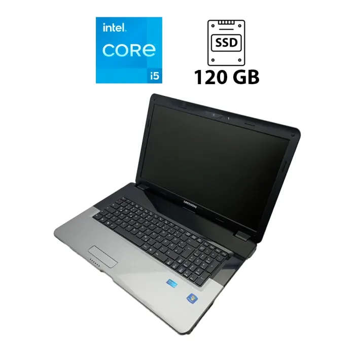 Ноутбук Acer Medion E7222 / 17.3" (1600x900) TN / Intel Core i5-2540M (2 (4) ядра по 2.6 - 3.3 GHz) / 6 GB DDR3 / 120 GB SSD / Intel HD Graphics 3000 / WebCam / Не тримає б/в - зображення 1