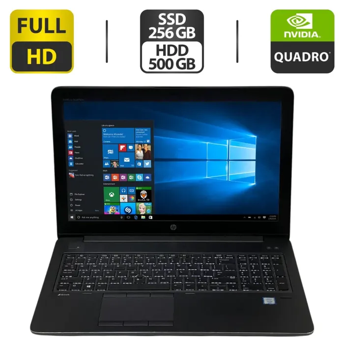 Мобільна робоча станція HP ZBook 15 G3 / 15.6" (1920x1080) TN / Intel Xeon E3-1505M v5 (4 (8) ядра по 2.8 - 3.7 GHz) / 32 GB DDR4 / 256 GB SSD M.2 + 500 GB HDD / nVidia Quadro M2000M, 4 GB GDDR5, 128-bit / WebCam б/в - зображення 1
