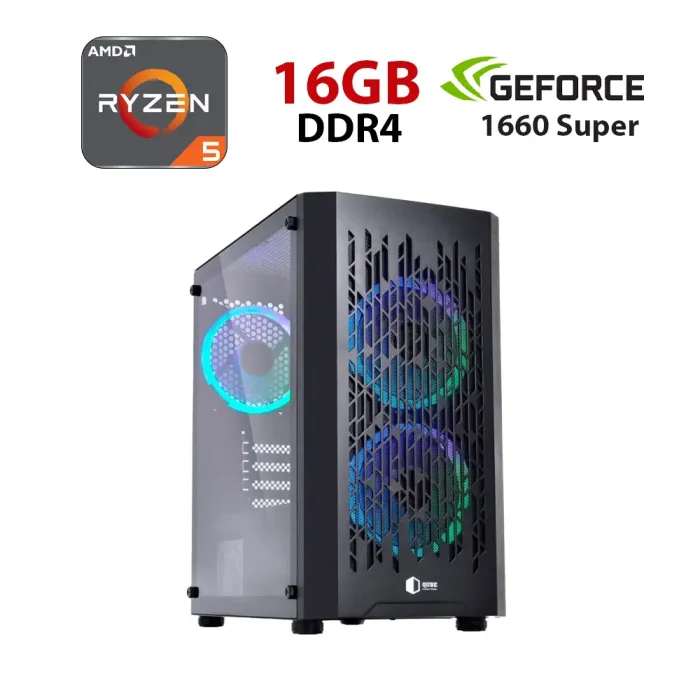 Ігровий ПК Forsage Qube BLOCK_FMMU3 Tower / AMD Ryzen 5 5500 (6 (12) ядер по 3,6 - 4,2 ГГц) / 16 ГБ DDR4 / 480 ГБ SSD / nVidia GeForce GTX 1660 Super, 6 ГБ GDDR6, 192-bit - зображення 1