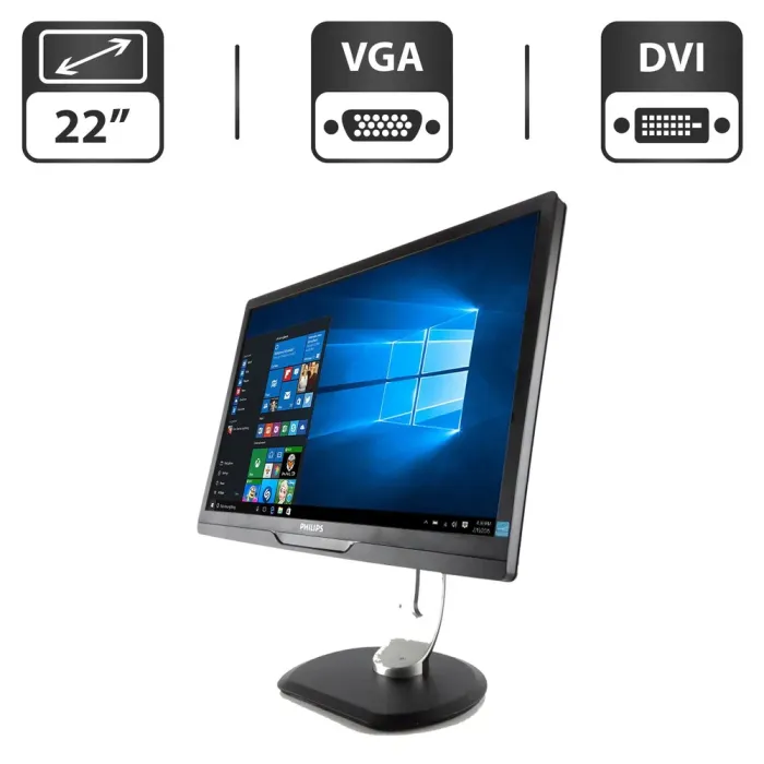 Монітор Philips Brilliance 220S2SB/22" (1680x1050) TN/VGA, DVI/VESA 100x100 + Кабель живлення б/в - зображення 1