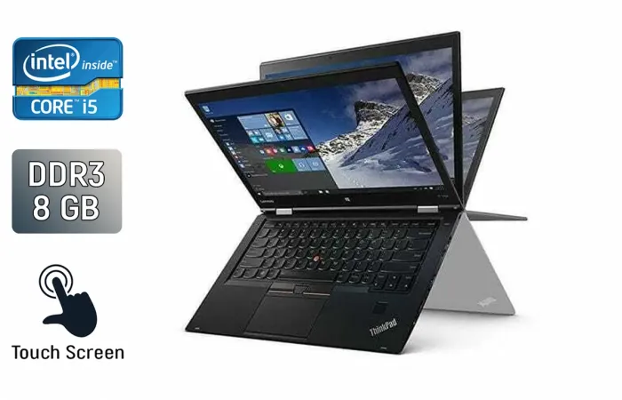 Ноутбук-трансформер Lenovo ThinkPad X1 Yoga 1 st / 14" (1920x1080) IPS Touch / Intel Core i5-6300U (2 (4) ядра по 2.4 - 3.0 GHz) / 8 GB DDR3 / 256 GB SSD / Intel HD Graphics 520 / WebCam / TouchID / Windows 10 б/в - зображення 1
