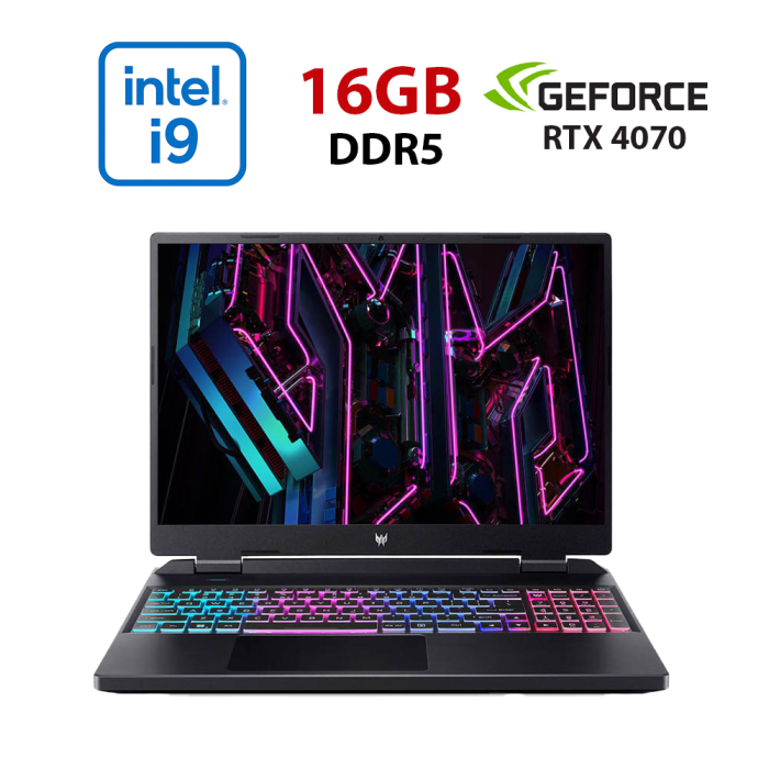 Ігровий ноутбук Acer Predator Helios Neo 16 PHN16-71-9457 / 16" (1920x1080) IPS / Intel Core i9-13900HX (24 (32) ядра по 2,2 - 5,4 ГГц) / 16 ГБ DDR5 / 240 ГБ SSD / nVidia GeForce RTX 4070, 8 ГБ GDDR6, 128-біт / Веб-камера б/в - зображення 1