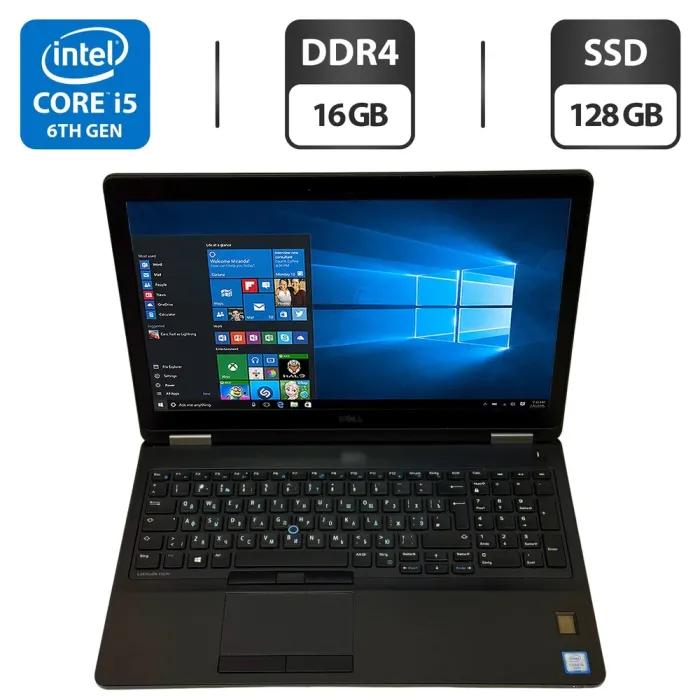 Ноутбук Б-клас Dell Latitude E5570 / 15.6" (1920x1080) IPS / Intel Core i5-6300U (2 (4) ядра по 2.4 GHz) / 16 GB DDR4 / 128 GB SSD / Intel HD Graphics 520 / WebCam / Windows 10 Pro б/в - зображення 1