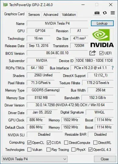 Дискретна відеокарта nVidia Tesla P4, 8 GB GDDR5, 256-bit для серверів - зображення 5