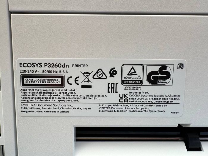 Принтер Kyocera Ecosys P3260dn / Лазерний монохромний друк / 1200x1200 dpi / A4 / 60 стор/хв / USB, Ethernet / Дуплекс - зображення 3