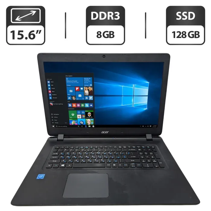 Ноутбук Б-клас Acer Aspire ES1-732 / 15.6" (1600x900) TN / Intel Celeron N3350 (2 ядра по 1.1 - 2.4 GHz) / 8 GB DDR3 / 128 GB SSD / Intel HD Graphics 500 / WebCam б/в - зображення 1