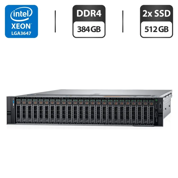 Сервер Dell PowerEdge R740XD 2U Rack / 2x Intel Xeon Gold 6138 (20 (40) ядер по 2.0 - 3.7 GHz) / 384 GB DDR4 / 2x 512 GB SSD / iDRAC9 / 2x 750W б/в - зображення 1