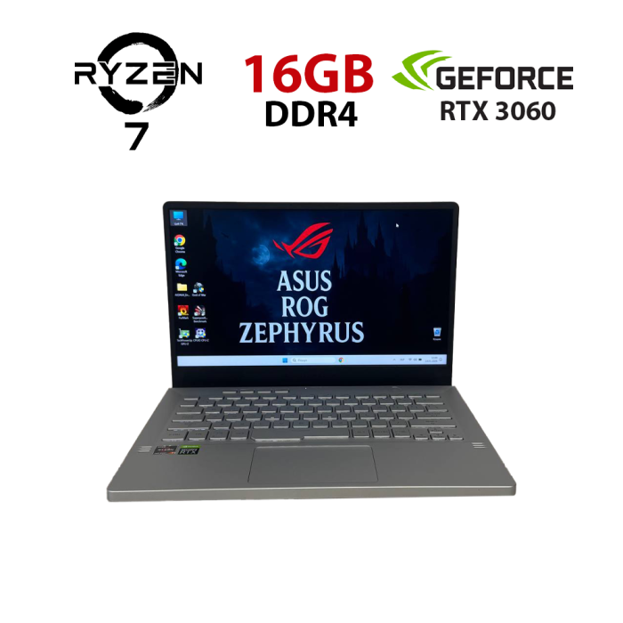 Ігровий ноутбук Asus ROG Zephyrus G14 GA401QM / 14" (1920x1080) IPS / AMD Ryzen 7 5800HS (8 (16) ядер по 2,8 - 4,4 ГГц) / 16 ГБ DDR4 / 512 ГБ SSD / nVidia GeForce RTX 3060, 6 ГБ GDDR6, 192-біт б/в - зображення 1