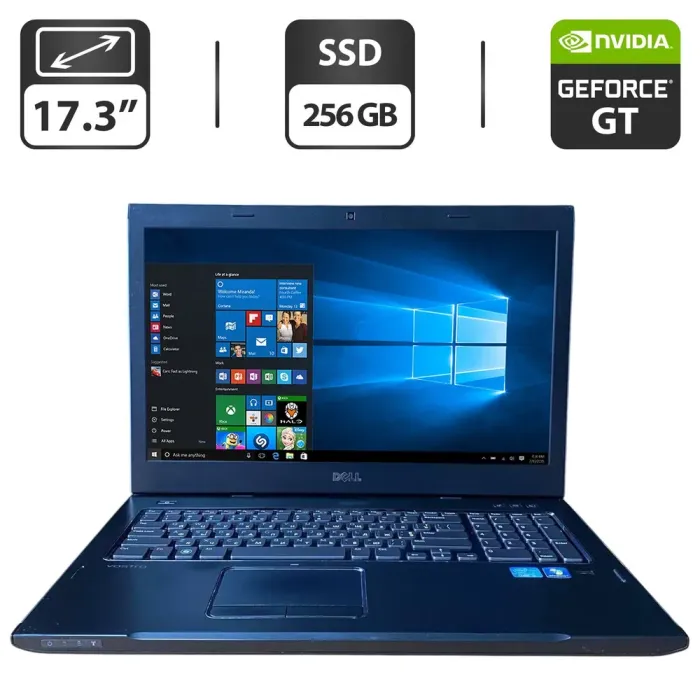 Ноутбук Б-клас Dell Vostro 3750 / 17.3" (1600x900) TN / Intel Core i5-2410M (2 (4) ядра по 2.3 - 2.9 GHz) / 8 GB DDR3 / 256 GB SSD / nVidia GeForce GT 525M, 1 GB GDDR3, 128-bit / WebCam / DVD-ROM б/в - зображення 1