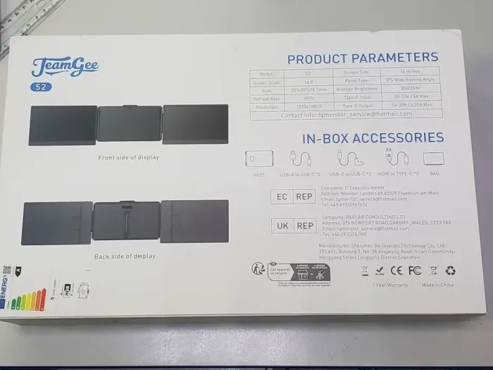 Портативні монітори для ноутбуків lCD Teamgee s2/2x 14" (1920x1080) IPS/USB Type-C/2x 2W - зображення 18