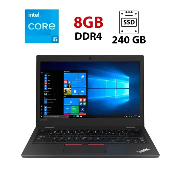 Ультрабук Lenovo ThinkPad L390 / 13.3" (1920x1080) IPS / Intel Core i5-8250U (4 (8) ядра по 1.6 - 3.4 GHz) / 8 GB DDR4 / 240 GB SSD / Intel UHD Graphics / WebCam б/в - зображення 1