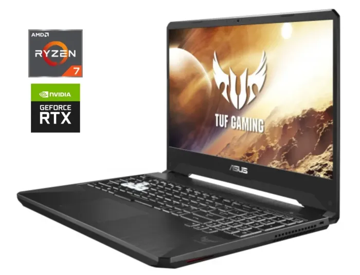 Ігровий ноутбук Б-клас Asus TUF Gaming FX505DV / 15.6" (1920x1080) IPS / AMD Ryzen 7 3750H (4 (8) ядра по 2.3 - 4.0 GHz) / 16 GB DDR4 / 512 GB SSD / nVidia GeForce RTX 2060, 6 GB GDDR6, 192-bit / WebCam б/в - зображення 1