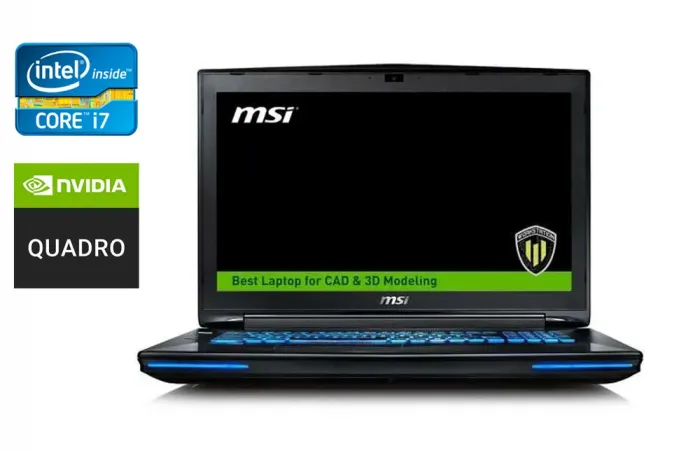 Мобільна робоча станція Б-клас MSI WT72 6QK / 17.3" (1920x1080) IPS / Intel Core i7-6820HK (4 (8) ядра по 2.7 - 3.6 GHz) / 32 GB DDR4 / 128 GB SSD + 1000 GB HDD / nVidia Quadro M5500, 8 GB GDDR5, 256-bit / WebCam / HDMI б/в - зображення 1