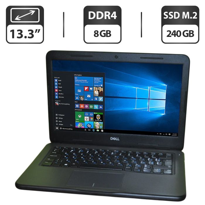 Ноутбук Dell Latitude 3310 / 13.3" (1366x768) TN / Intel Core i3-8145U (2 (4) ядра по 2.1 - 3.9 GHz) / 8 GB DDR4 / 240 GB SSD M.2 / Intel UHD Graphics / WebCam / Windows 11 Pro Education б/в - зображення 1