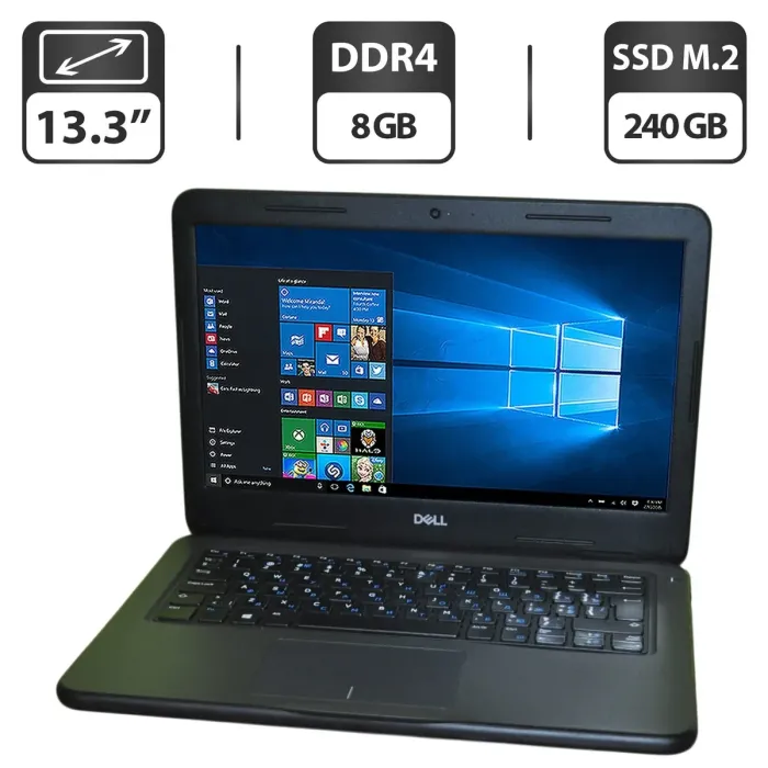 Ноутбук Dell Latitude 3310 / 13.3" (1366x768) TN / Intel Core i3-8145U (2 (4) ядра по 2.1 - 3.9 GHz) / 8 GB DDR4 / 240 GB SSD M.2 / Intel UHD Graphics / WebCam / Windows 11 Pro Education б/в - зображення 1
