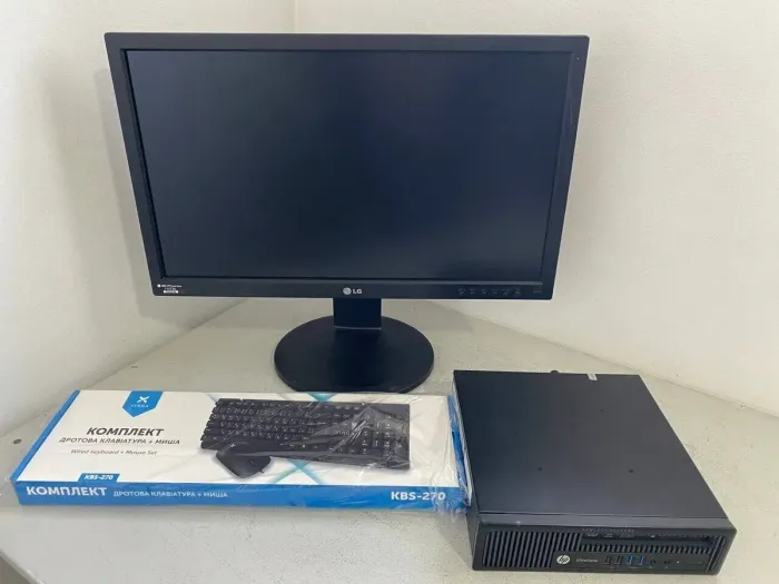 Комплект ПК: неттоп HP EliteDesk 800 G1 USFF / Intel Core i5-4690S (4 ядра по 3.2 - 3.9 GHz) / 16 GB DDR3 / 240 GB SSD / Intel HD Graphics 4600 / DVD-ROM + Монітор LG 23MB35PY-B / 23" (1920x1080) IPS б/в - зображення 3