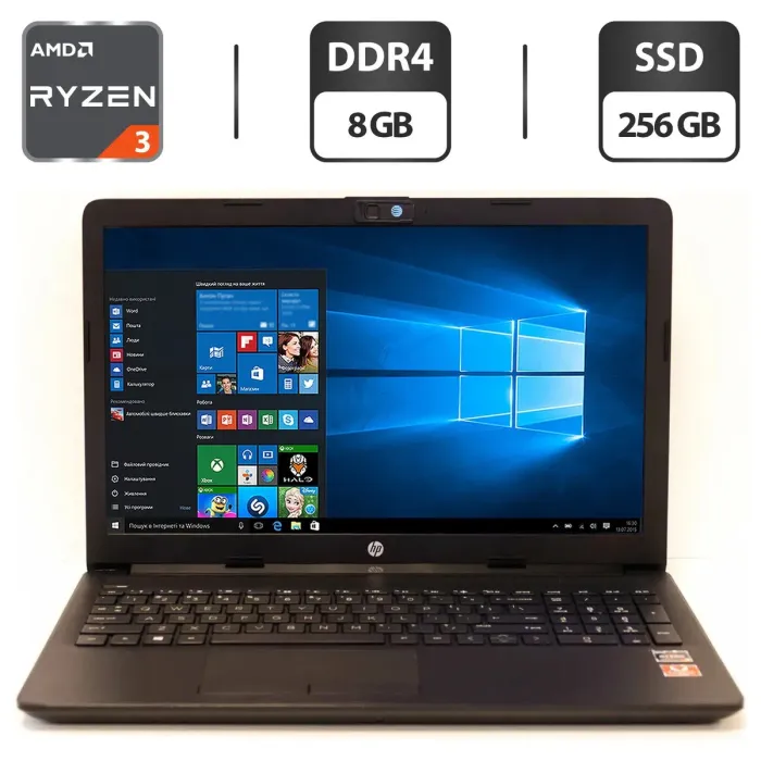 Ноутбук Б-клас HP 15-db00004dx / 15.6" TN / AMD Ryzen 3 2200U (2(4) ядра по 2.5-3.4 GHz) / 8GB DDR4 / 256GB SSD / AMD Radeon Vega 3 Graphics / WebCam / HDMI б/в - зображення 1