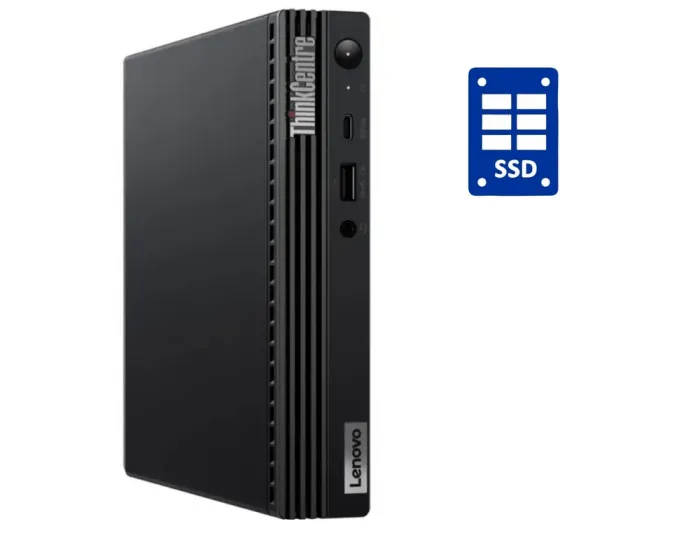Неттоп Lenovo ThinkCentre M70q USFF / Intel Celeron G5905T (2 ядра по 3.3 GHz) / 4 GB DDR4 / 128 GB SSD + 750 GB HDD / Intel UHD Graphics 610 б/в - зображення 1