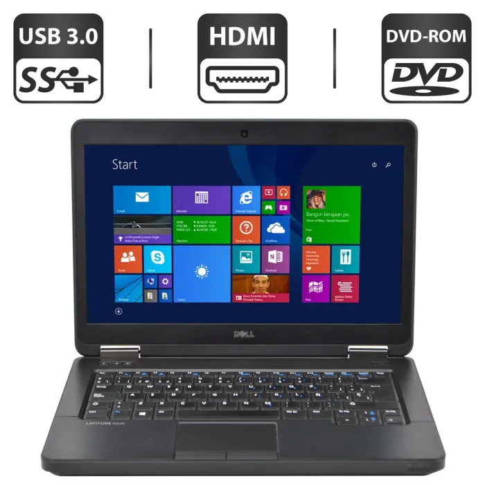 Ноутбук Б-клас Dell Latitude E5440 / 14" (1366x768) TN / Intel Core i3-4030U (2 (4) ядра по 1.9 GHz) / 4 GB DDR3 / 500 GB HDD / Intel HD Graphics 4400 / WebCam / DVD-ROM б/в - зображення 1